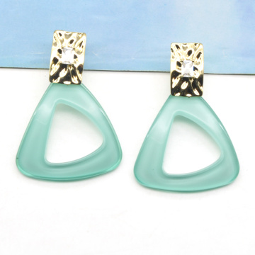 Custom clear blue acrylic dainty personalized triangle earrings